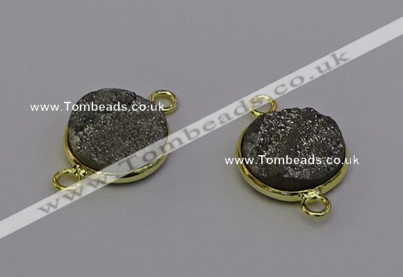 NGC5594 15mm - 16mm coin plated druzy agate connectors wholesale