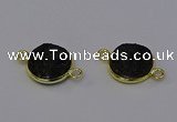 NGC5601 15mm - 16mm coin plated druzy agate connectors wholesale
