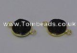 NGC5601 15mm - 16mm coin plated druzy agate connectors wholesale