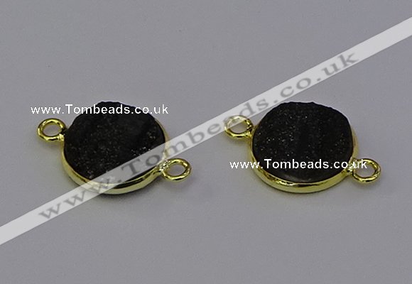 NGC5601 15mm - 16mm coin plated druzy agate connectors wholesale