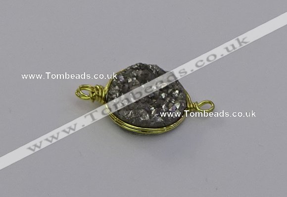 NGC5605 15mm - 16mm coin plated druzy quartz connectors wholesale