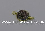 NGC5608 15mm - 16mm coin plated druzy quartz connectors wholesale