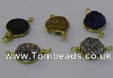 NGC5613 15mm - 16mm coin plated druzy quartz connectors wholesale