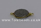 NGC5616 15*20mm oval plated druzy quartz connectors wholesale