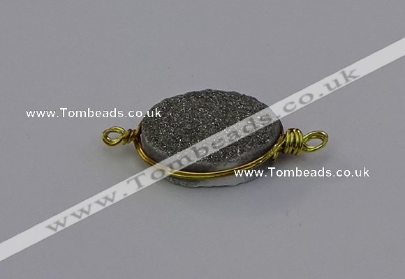 NGC5616 15*20mm oval plated druzy quartz connectors wholesale