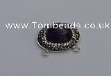 NGC5648 18*25mm faceted oval amethyst gemstone connectors