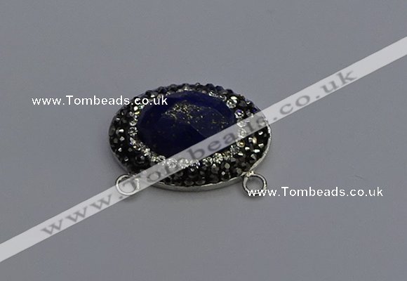 NGC5659 18*25mm faceted oval lapis lazuli gemstone connectors