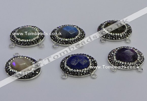 NGC5661 18*25mm faceted oval mixed gemstone connectors