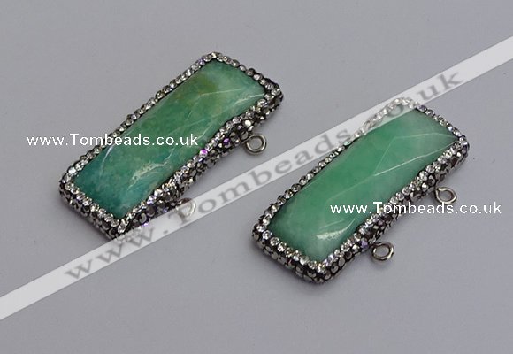 NGC5745 15*40mm rectangle amazonite gemstone connectors