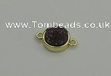 NGC5782 12mm coin plated druzy agate connectors wholesale