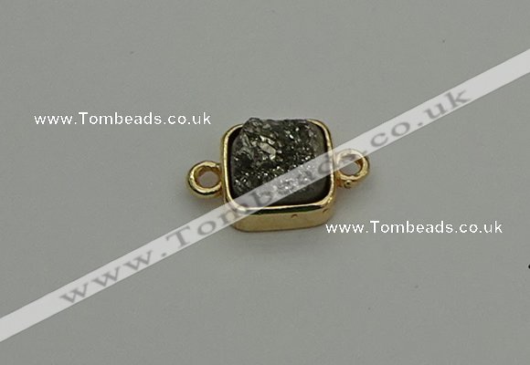 NGC5788 10*10mm square plated druzy agate connectors wholesale