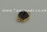 NGC5792 10*10mm square plated druzy agate connectors wholesale