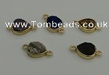 NGC5806 10*14mm flat teardrop plated druzy agate connectors