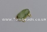 NGC5816 13*25mm faceted oval green rutilated quartz connectors