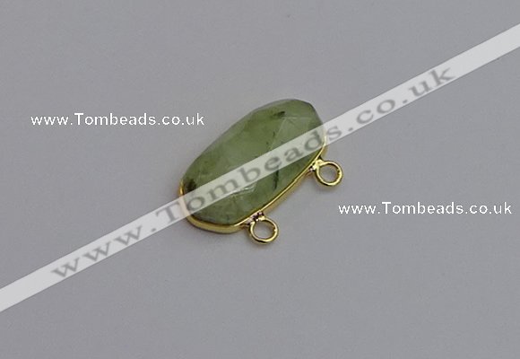 NGC5816 13*25mm faceted oval green rutilated quartz connectors