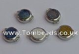 NGC5830 15mm coin plated druzy agate connectors wholesale