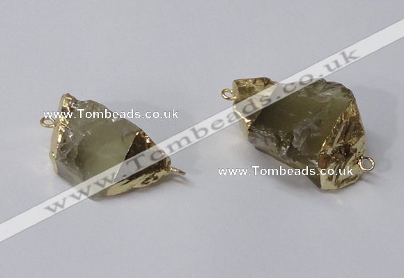 NGC584 18*25mm - 20*30mm nuggets lemon quartz gemstone connectors