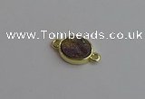 NGC5842 11*13mm oval plated druzy agate connectors wholesale