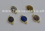 NGC5848 11*13mm oval plated druzy agate connectors wholesale