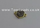 NGC5850 12*12mm hexagon plated druzy agate connectors wholesale