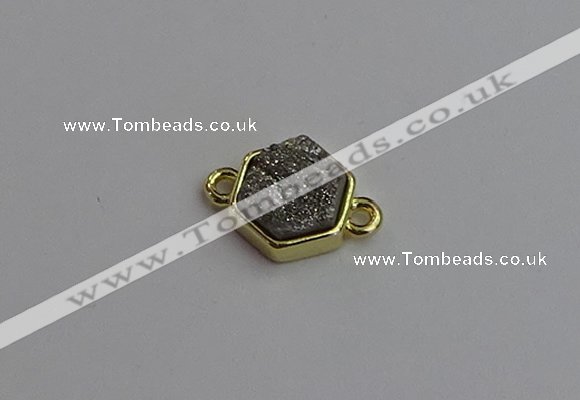 NGC5850 12*12mm hexagon plated druzy agate connectors wholesale