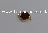 NGC5852 12*12mm hexagon plated druzy agate connectors wholesale