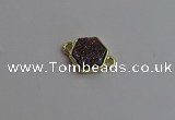 NGC5853 12*12mm hexagon plated druzy agate connectors wholesale