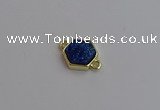 NGC5854 12*12mm hexagon plated druzy agate connectors wholesale