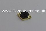 NGC5857 12*12mm hexagon plated druzy agate connectors wholesale