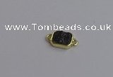 NGC5867 10*12mm rectangle plated druzy agate connectors wholesale