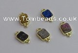 NGC5868 10*12mm rectangle plated druzy agate connectors wholesale