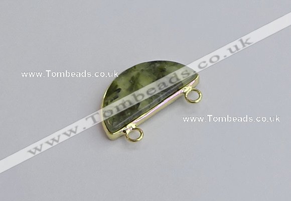 NGC5904 13*26mm moon green qutilated quartz connectors wholesale