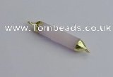 NGC5942 8*40mm tube rose quartz connectors wholesale