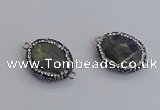 NGC5960 18*22mm faceted oval labradorite connectors wholesale