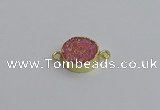 NGC5966 15mm coin plated druzy agate connectors wholesale