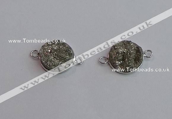 NGC5981 15mm coin plated druzy agate connectors wholesale