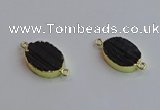 NGC5983 15*20mm oval black tourmaline connectors wholesale