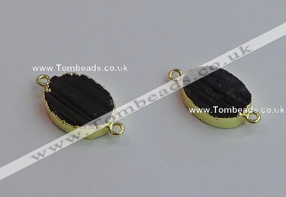 NGC5983 15*20mm oval black tourmaline connectors wholesale