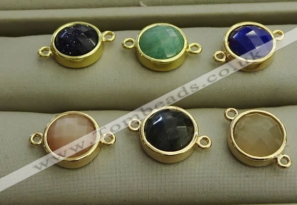 NGC5992 12mm coin mixed gemstone connectors wholesale