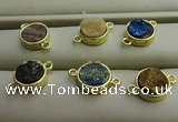 NGC6000 12mm coin plated druzy agate connectors wholesale