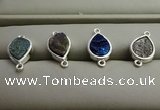 NGC6006 10*12mm flat teardrop plated druzy agate connectors wholesale