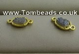 NGC6019 5*8mm oval plated druzy agate connectors wholesale