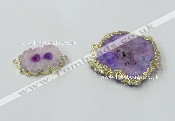 NGC602 15*20mm - 30*35mm freeform druzy agate connectors wholesale