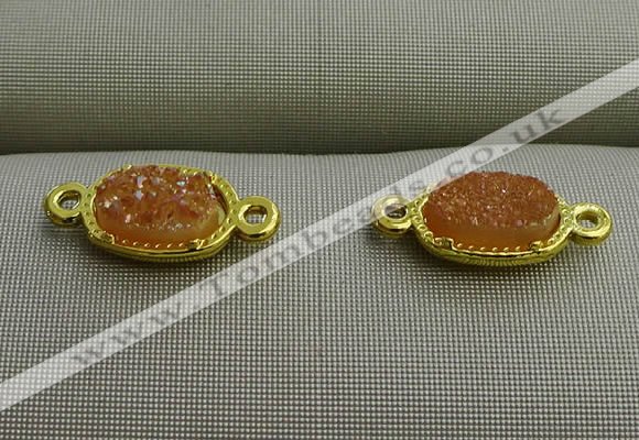 NGC6020 5*8mm oval plated druzy agate connectors wholesale