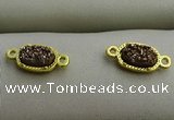 NGC6021 5*8mm oval plated druzy agate connectors wholesale