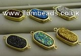 NGC6027 10*16mm oval plated druzy agate connectors wholesale