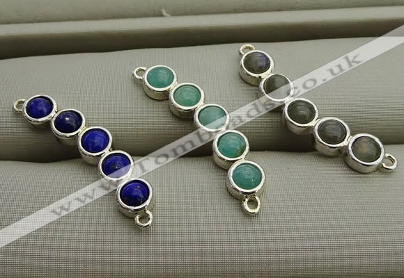 NGC6033 6*30mm mixed gemstone connectors wholesale