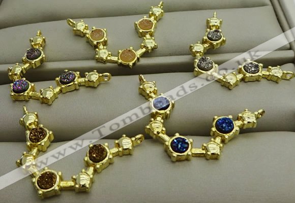 NGC6039 25*35mm plated druzy agate connectors wholesale