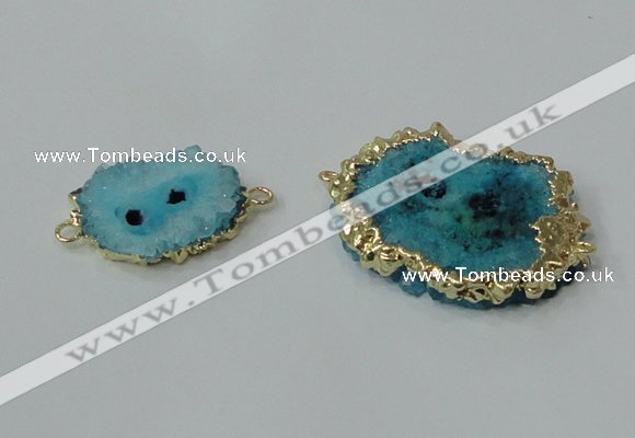 NGC604 15*20mm - 30*35mm freeform druzy agate connectors wholesale