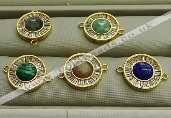 NGC6045 16mm coin mixed gemstone connectors wholesale